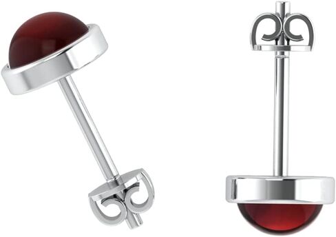 Green Peridot Earrings for Women, 6mm Gemstone Stud Earrings, Round Bezel Set Studs, August Birthstone, 925 Sterling Silver, Party Wear, Gift for Her (Peridot) in Kuwait