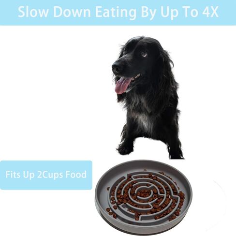 Slow Feeder Dog Bowls Anti-Choking Puzzle Dog Food Bowls Silicone Cat Bowl with Suction Cups, Slow Feeder & Non-Slip Design, Boredom and Anxiety Reducer, Suitable for All Breed Dogs (Grey) in Saudi Arabia