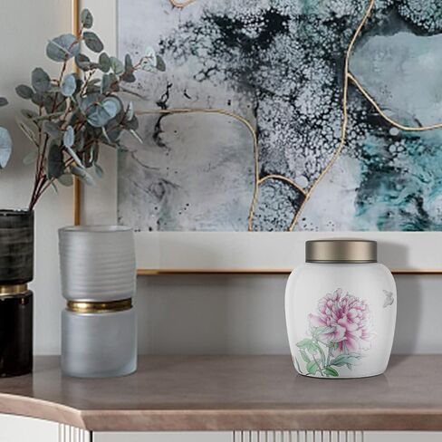 Urns for Human Ashes Urns for Cat Urns,Pet Urns for Cat Ashes,Cat Urns for Ashes Animal Urns for Ashe Pet Cremation Urn (White peony) in Saudi Arabia
