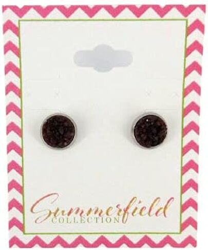 أقراط مرصعة بحجر دروزي صناعي غير لامع من الفولاذ المقاوم للصدأ 8 ملم (أحمر كلاسيكي) in Kuwait