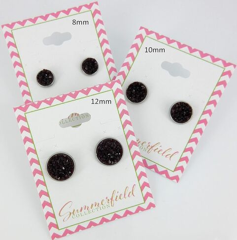 أقراط مرصعة بحجر دروزي صناعي غير لامع من الفولاذ المقاوم للصدأ 8 ملم (أحمر كلاسيكي) in Kuwait