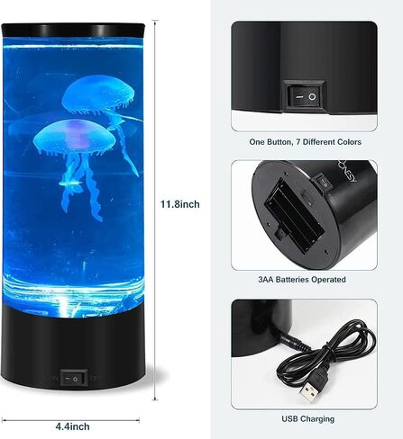Colorful Jellyfish Aquarium Lamp with Bubble Light - Electric Mood Light for Sensory Relaxation and Décor in Saudi Arabia