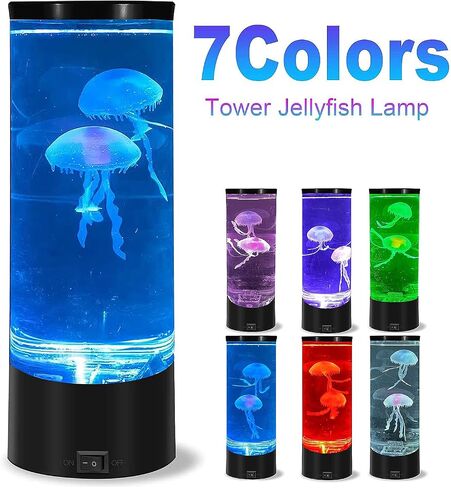 Colorful Jellyfish Aquarium Lamp with Bubble Light - Electric Mood Light for Sensory Relaxation and Décor in Saudi Arabia