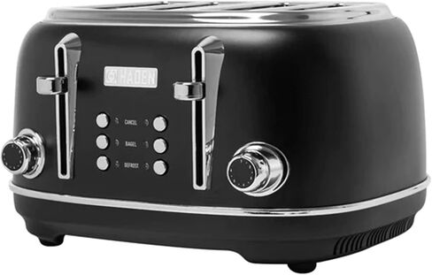 Haden 4 Slice Wide Slot Toaster with Removable Crumb Tray and 1.7L Stainless Steel Body Retro Electric Kettle Kitchen Appliance Set, Black/Chrome in Saudi Arabia