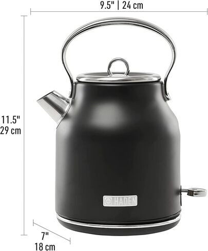 Haden 4 Slice Wide Slot Toaster with Removable Crumb Tray and 1.7L Stainless Steel Body Retro Electric Kettle Kitchen Appliance Set, Black/Chrome in Saudi Arabia
