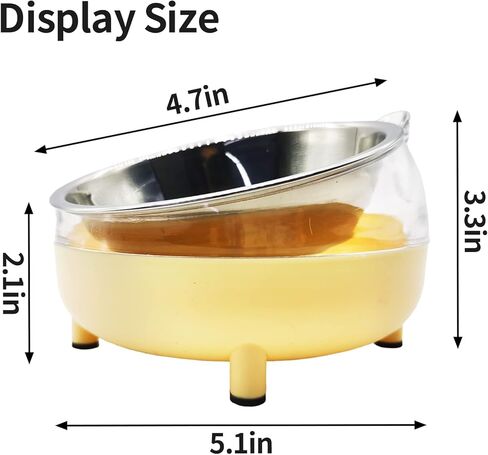 وعاء طعام للكلاب من الفولاذ المقاوم للصدأ مكون من قطعتين بزاوية 15 درجة، طبق طعام للقطط مصنوع من الفولاذ المقاوم للصدأ وقابل للفصل لحماية العمود الفقري (أصفر) in Kuwait