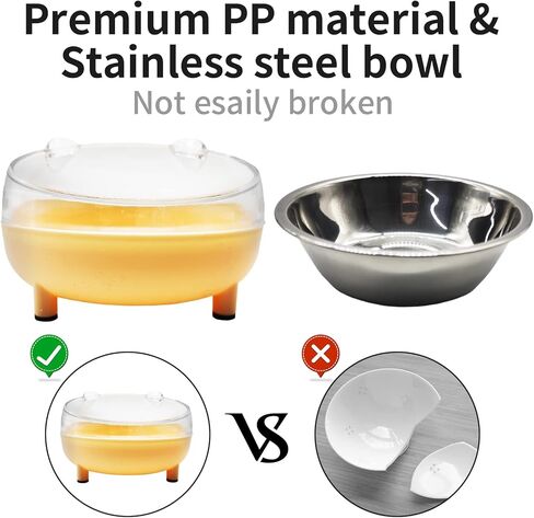 وعاء طعام للكلاب من الفولاذ المقاوم للصدأ مكون من قطعتين بزاوية 15 درجة، طبق طعام للقطط مصنوع من الفولاذ المقاوم للصدأ وقابل للفصل لحماية العمود الفقري (أصفر) in Kuwait