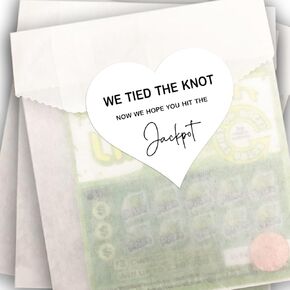 120-Pack 'We Tied the Knot, Now Hit the Jackpot' Lottery Ticket Sticker Set – Adorable Heart-Shaped Lottery Ticket Stickers for Wedding Lucky Draw, Bridal Gifts & Guest Entertainment