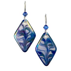 Navy, Royal, Sky Blue, Porcelain Dangle Earrings, Wedding Anniversary Present