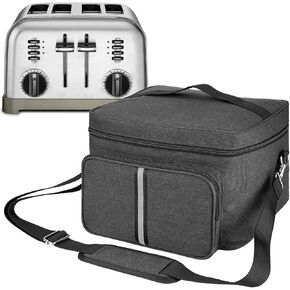 Toaster Storage Bag Compatible with 4 slice Toasters, Toaster Portable Storage Bag with zipper for Most 4-slice Toasters and Extra Accessories (Dark Grey)