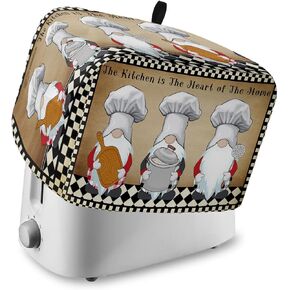 غطاء غبار محمصة للمطبخ 4 شرائح، أغطية صانع الخبز المنقوشة من Chef Gnome Kitchen Retro Black Buffalo منقوشة لحماية بصمات الأصابع وأغطية الأجهزة الصغيرة القابلة للغسل (12x11x8in) in Kuwait