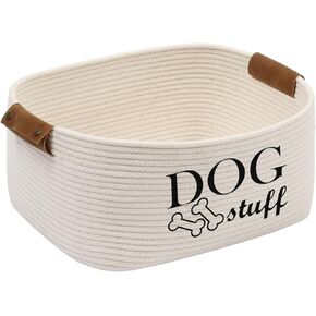 Durable Cotton rope dog toy storage, large dog bin, pet bed, puppy toy box - Perfect for organizing pet toys, blankets, leashes, clothing and any doggie stuff - Beige