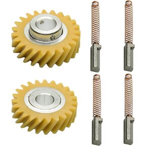(6 PCS) W10380496 Carbon Brushes&W10112253 Mixer Worm Gear Replacement （Whirlpool ，KitchenAid） Mixers Replace Parts AP4295669 4162897 4169830