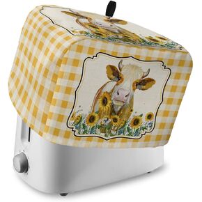 Toaster Cover 2 Slice Yellow Sunflower Cow Bread Toaster Oven Cover with Pockets Buffalo Check Black White Bakeware Protector Small Kitchen Appliance Dust Covers Fingerprint Protection Gift