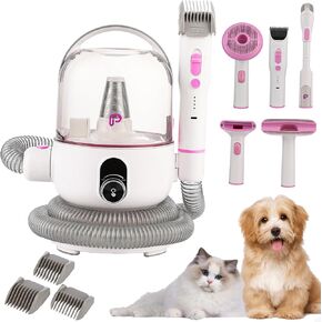 Dog Grooming Vacuum Kit, 13.4Kpa Suction Power Pet Hair Vacuum for Shedding Grooming with 2L Large Capacity Hair Storage, 5 Professional Pet Grooming Tools for Dogs Cats, Pink