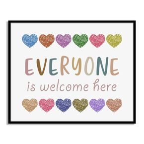 Everyone Is Welcome Here, Classroom Wall Decor, In This Classroom, Diversity, Classroom Poster, Inclusion, Educational, Diversity Sign, No Framed (8X10 INCH)