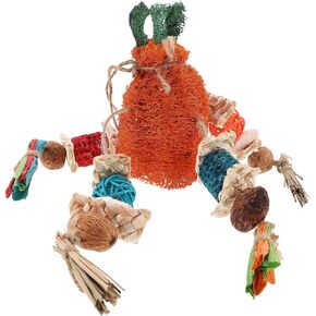 ABOOFAN Bird Loofah Sponge Toy Bird Foraging Shredding Toys Parrot Training Pendant Toys Bird Cage Hanging Birds Toys Chewing Biting Interactive Toys