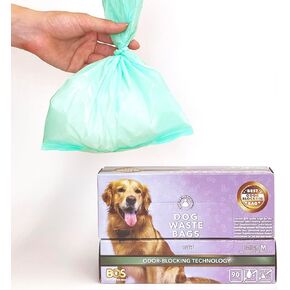 BOS Odor-Sealing Dog Poop Bags for Pet Waste - Disposal Doggy Bags - Scent & Smell Free (90Bags) [Size: M, Color: Light Mint Green]★Brand-new packaging design!!