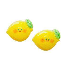 Hypoallergenic Lemon Happy Face Stud Earrings on Plastic Posts