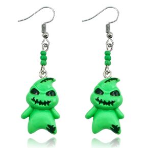 Halloween Green Ghost Earrings, The Nightmare Before Christmas Earrings for Women Girls Kids Dangle Earrings Xmas Drop Earrings Green Trendy Jewelry S925 Ear Hooks