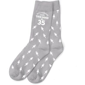 جوارب بنمط هدية عيد الميلاد الخامس والثلاثين للرجال هدية مضحكة تذكار لمدة 35 عامًا مقاس 7-12 (صواريخ) in Kuwait