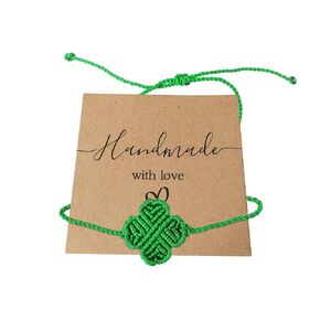 Four Leaf Clover Ankle Bracelet - Adjustable Handcrafted Green Clover Bracelet, Good Luck Charm for Women Friendship Family