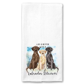 Watercolor Life is Better with a Labrador retriever "Lab" Microfiber Kitchen Tea Bar Towel Gift for Animal Dog Lover