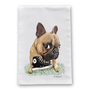 Frenchie Sneaker Flour Sack Cotton Dish Towel by Pithitude