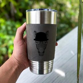 Funny Donkey Engraved 20oz Leather Tumbler - Unique Stainless Steel Gift for Mom, Dad, Friends, Teachers on Birthdays, Christmas, Mother's Day, Father's Day