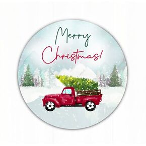 60 2-Inch Merry Christmas Gift Stickers Labels - Red Truck Xmas Gift Stickers/Holiday Envelope Seals/Business Packaging Stickers