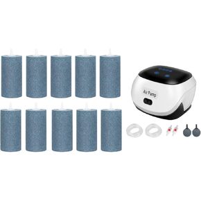 Simple Deluxe 10 Pack 4 X 2 Inch Large Air Stone Cylinder with a Free 3W 6L/min Air Pump for Fish & Plant in Aquarium and Hydroponics Systems