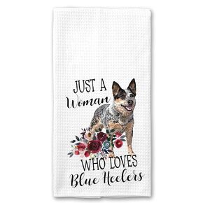 Just a Woman who Loves Blue Heelers Microfiber Kitchen Tea Bar Towel Gift for Animal Dog Lover