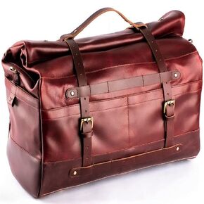 Trip Machine company Outlaw Rogue Leather Motorcycle Duffel Saddle Luggage Outdoor Pannier Bag With Mounting Straps & Rain Cover (51X 51 X 26 cm, 70 L, Vintage Tan)