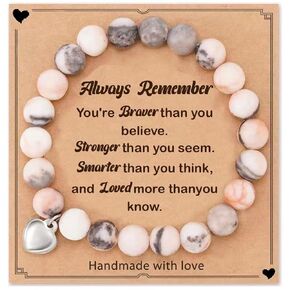 Gifts for Teen Girls, Natural Stone Heart Bracelets,Inspirational GiftsTeen Girl Gifts Trendy Stuff,Gifts for Daughter Granddaughter Niece Birthday Christmas (B)