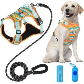Dog Harness for Small, Medium, Large Dogs with 1.5m Leash, Adjustable Breathable Dog Vest, Dog Vest Harnesses No-Pull Dog Harness for Walking, Traveling, Training Dog Accessories