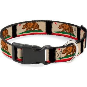 Buckle-Down Plastic Clip Collar - California Flag Distressed Painting Blocks - 1" Wide - Fits 11-17" Neck - Medium