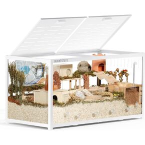 BUCATSTATE Hamster Cage Metal 3.0 - Chewproof Large Rat Cage Stackable with Top Access Easy Assemble 47L x 23.6W x 25.5H Inches Dwarf Syrian Hamster Tank for Gerbil Mouse (7.75 ft², Black)