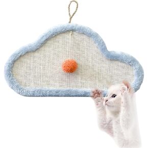 Cute Cat Scratching Mat Wall Mounted Natural Sisal Cat Scratch Pad Cartoon Design Durable Furniture Protector for Indoor Cats (Fish)