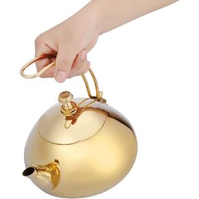 Electric Kettle 1.5L Stainless Steel Fast Heating 0.6mm Thickness Body With Bright Light Treated For Brew Coffee (Gold)