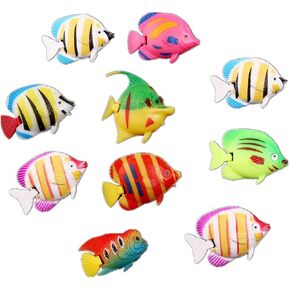 NUOBESTY 10pcs Plastic Fish Decors Simulation Floating Fish Decorations Artificial SmallFish Ornaments for Aquarium Fish Tank (Random Style)
