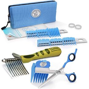 SCAREDY CUT Silent Clipper + Slicker Brush Pet Grooming Kit, Blue, Right-Handed 17pc RH + Slicker Brush, Pink