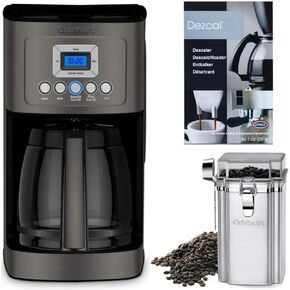 Cuisinart DCC-3200BKS 14 Cup Programmable Coffee Maker (Black, Stainless Steel) Bundle with Coffee Canister and Descaler (3 Items), Brew Regular or Bold Coffee in Saudi Arabia