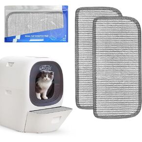 Cat Scratching Mat Sisal Designed for RealScooper, Cat Scratching Rug Wall Scratchers Anti-Slip Non Toxic for Indoor Cats, Natural Cat Scratching Pad Small Carpet Fabric Grey, 2 Packs