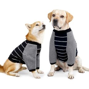 Anti-Licking Dog Shirt, Long Sleeve T-Shirt for Pets, Dog Shirt After Surgery, Prevent Scratching Hoodie for Dogs BlackGrey Large