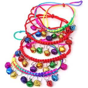 Honbay 4PCS Adjustable Colorful Collar with Bells, Cat Collar Kitten Collar, Rainbow Bracelets Anklets