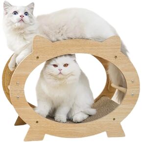 Catli-Cat Scratcher Lounge Bed - 2 Level Cat House Scratcher for Cats & Kittens - Minimalist Design Replaceable Cardboard Panels MDF Wood