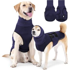 JOHNBOLIN Dog Anxiety Jacket, Dog Shirt with Turtleneck, Breathable Calming Vest, Indoor and Outdoor Separated Pet Jacket (Navy blue, XX-Large)
