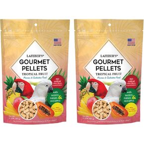 LAFEBER'S Tropical Fruit Gourmet Pellets Pet Bird Food, No Added Sugar, Made with Non-GMO and Human-Grade Ingredients, for Macaws and Cockatoos, 1.25 lb (Pack of 2)