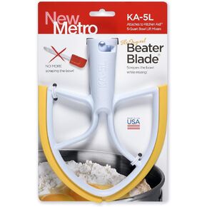 New Metro Design KA-5LY Plastic Beater Blade, works w/most KitchenAid 5 Qt Bowl-Lift Mixers, Yellow