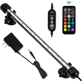 iKefe 11" Timer Color Changing LED Fish Tank Aquarium Submersible Light with Remote/Colored Aquarium LED Tank Lights Fixture for Underwater Decorations, Plant Grow, Saltwater Freshwater Fish, KT6011